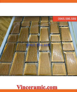 Gạch Mosaic thuỷ tinh màu vàng đồng khuôn chữ nhật VINTT015