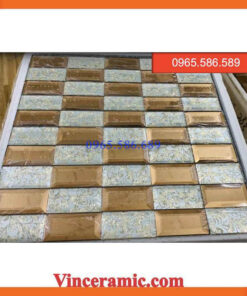 Gạch Mosaic thuỷ tinh màu xám-vàng VINTT003