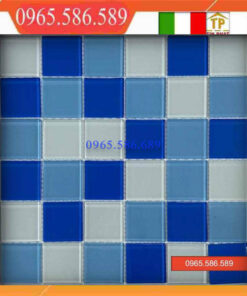 Gạch Mosaic thuỷ tinh màu xanh đậm nhạt VINT4822