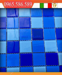 Gạch Mosaic thuỷ tinh màu xanh đậm nhạt VINTB055