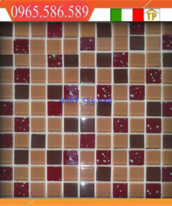 Gạch Mosaic thuỷ tinh màu-nâu-đỏ VINTB017
