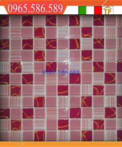 Gạch Mosaic thuỷ tinh màu-hồng-đỏ VINTB018