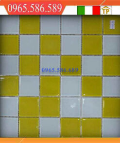 Gạch Mosaic thuỷ tinh màu-vàng-trắng VINTB094