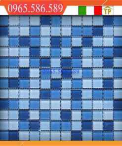 Gạch Mosaic thuỷ tinh màu xanh VINTB003