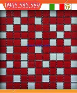 Gạch Mosaic thuỷ tinh màu-đỏ trắng VINTB010