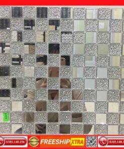 Gạch Mosaic thuỷ tinh trắng tráng gương VINTT011
