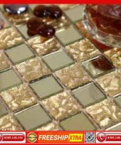 Gạch Mosaic thuỷ tinh vàng- đồng tráng gương VINTT007