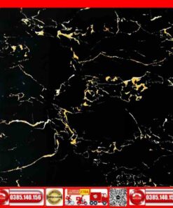 Gạch 60x60 Granite NC608 đen vân vàng cam