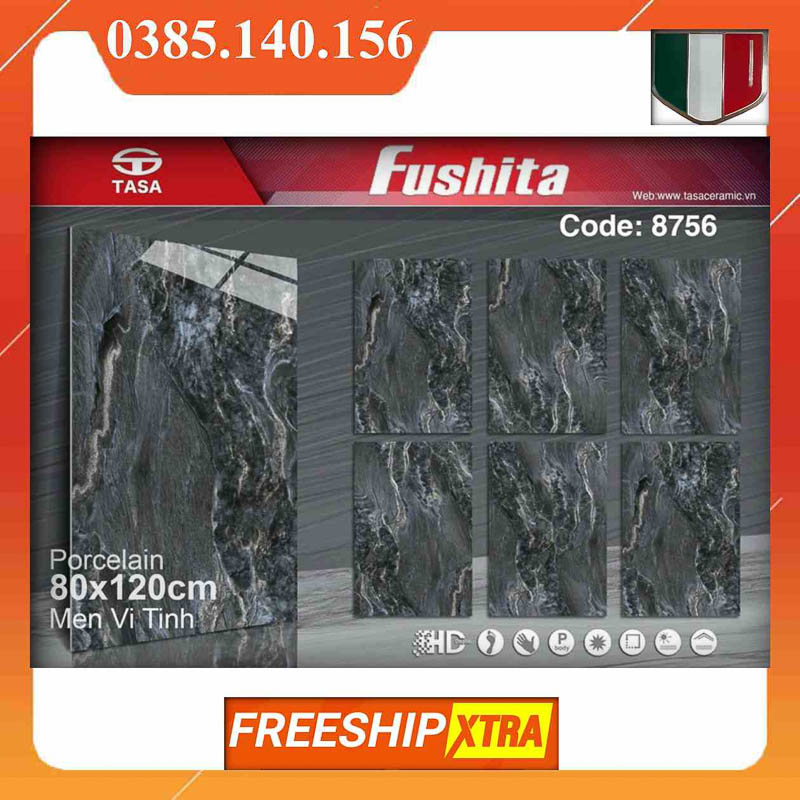 Gach 80x120 Fushita 8756 vân đá đen