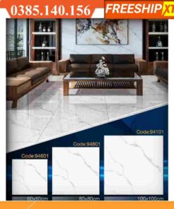 Gạch 80x80 Greata 94801 màu trắng vân xám calacata