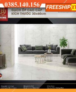 Gạch 30x60 Prime 9561 màu trắng vân xám