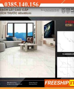 Gạch 60x60 Prime 09729 màu trắng vân xám