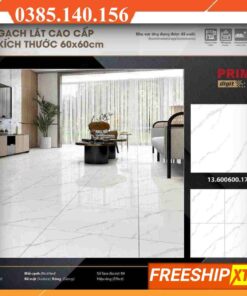Gạch 60x60 Prime 17718 màu trắng vân xám calacata