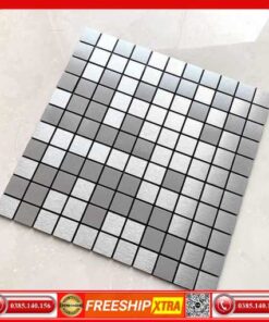 Gạch Mosaic thuỷ tinh kim loại xám VINTT024