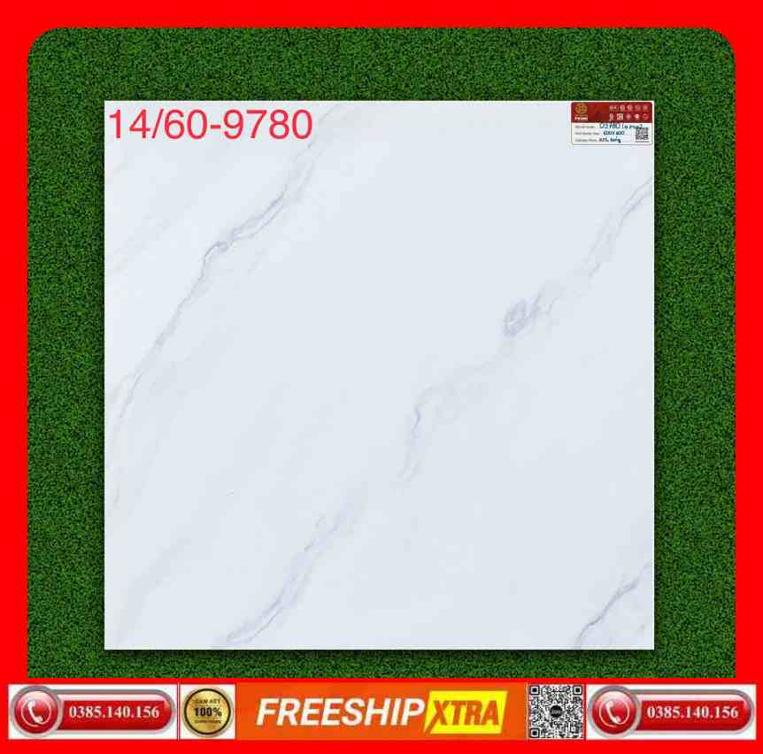 Gạch 60x60 Prime 9780 màu trắng vân xám