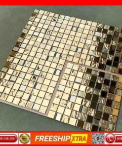 Gạch Mosaic thuỷ tinh màu vàng hình vuông VINMH-502