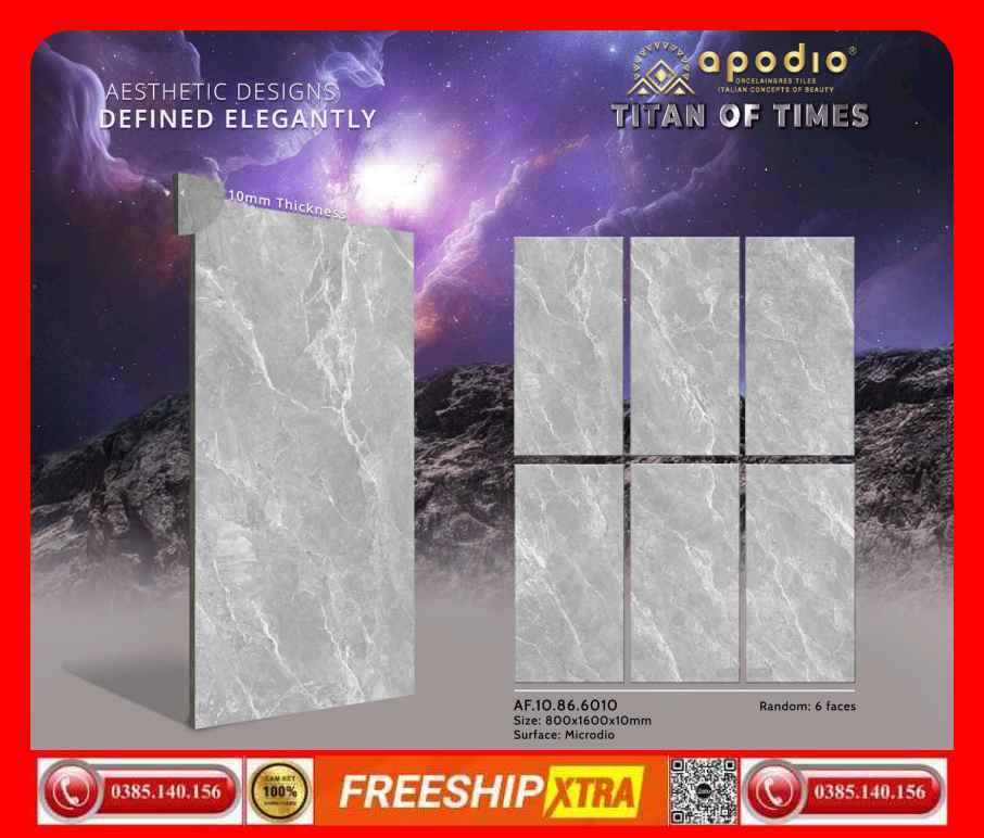 Gạch 80x160 Apodio 6010 màu xám