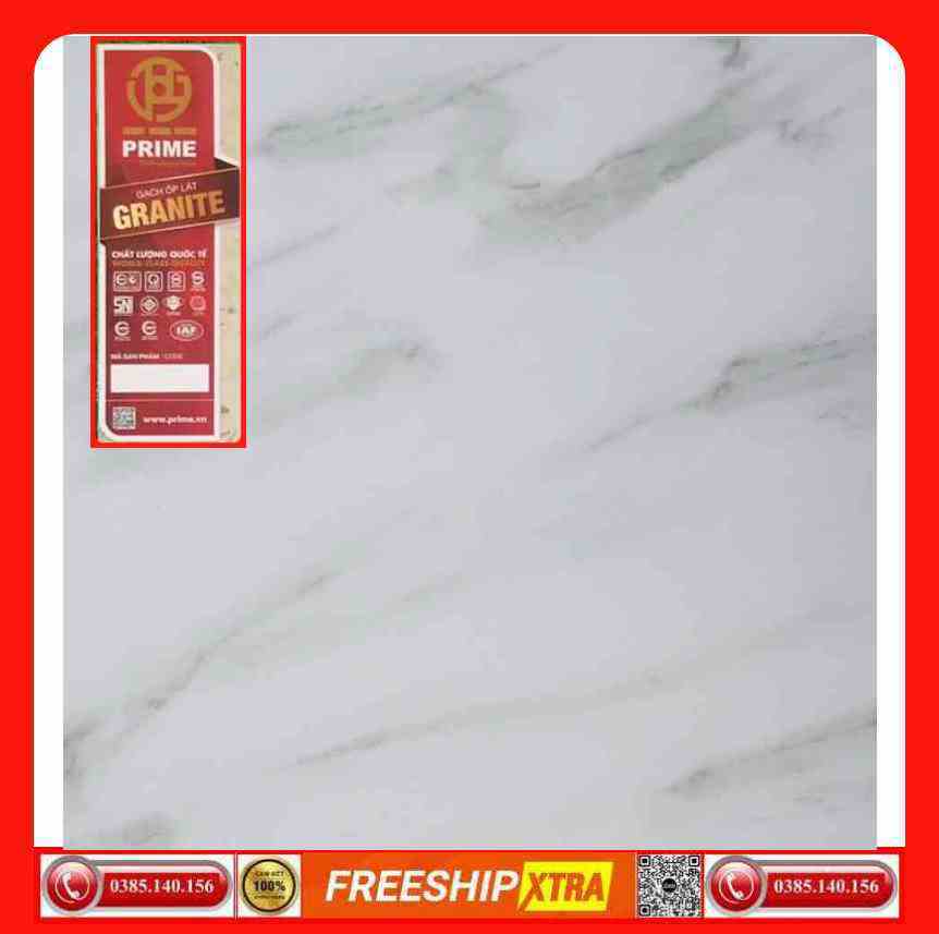 Gạch lát 40x40 Prime 15401 trắng vân xám khói