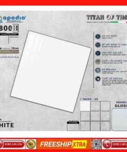 Gạch 80x80 Apodio 8000 White trắng bóng dày 10mm