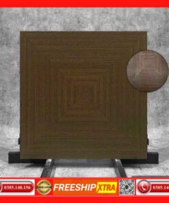 Gạch 60x60 India Metal Auburn mờ nâu đậm hình học 3D