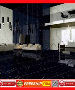 Gạch 60x120 Highgloss-3903 màu đen tia chớp xám
