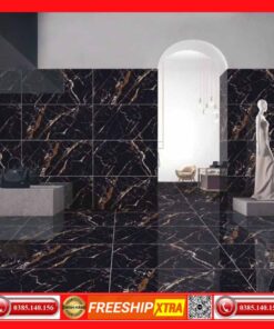 Gạch 60x120 Highgloss-3904 vân đá Marbal đen vân cam