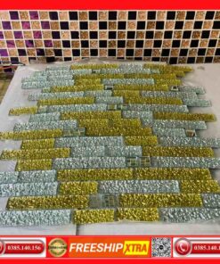 Gạch Mosaic thuỷ tinh màu vàng trắng bạc