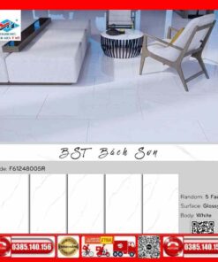 Gạch 60x120 Ý Mỹ F61248005R trắng vân xám