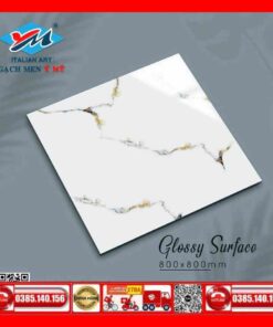 Gạch 80x80 Ý Mỹ Columbuscera N88038 trắng vân xám