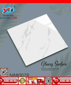 Gạch 80x80 Ý Mỹ Pierre-Cardin N88007R trắng xám khói