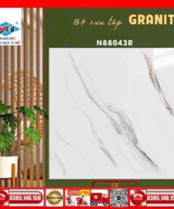 Gạch 80x80 Ý Mỹ N88043R Granite trắng xám Calacatta