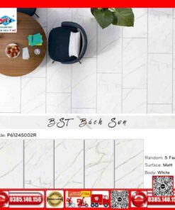 Gạch 60x120 Ý Mỹ Maximus P61245002R trắng vân xám