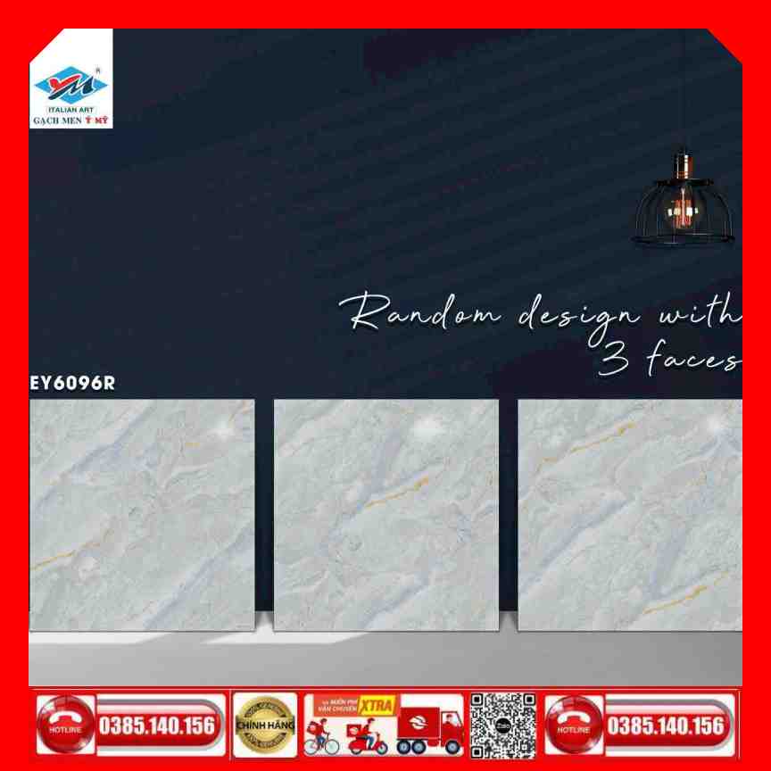Gạch 60x60 Ý Mỹ EY6096R vân mây xám