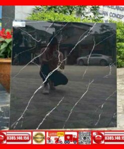 Gạch 80x80 Apodio 88199902 đen bóng tia chớp xám