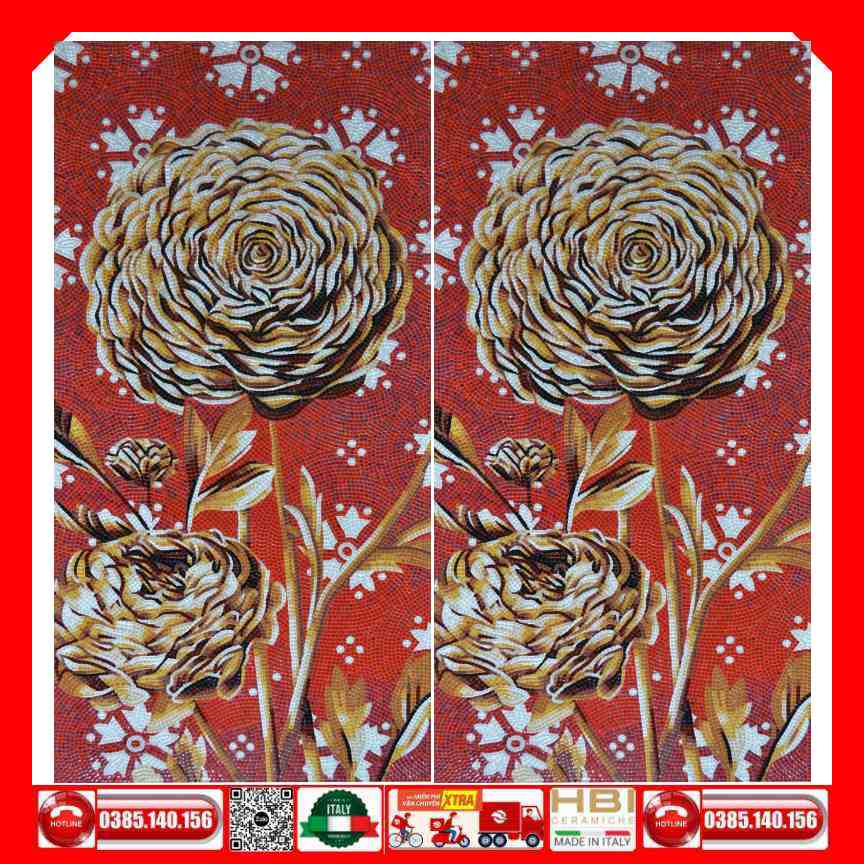 Tranh Mosaic Gốm bông hoa VINHHD04