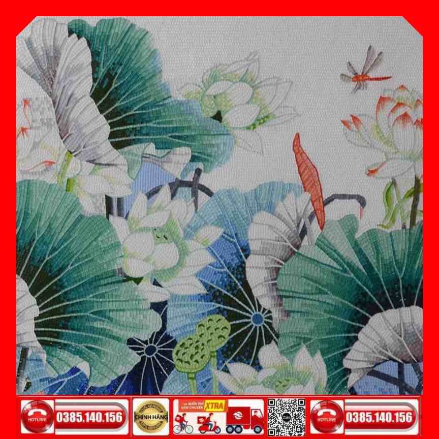 Tranh Mosaic Gốm hoa sen