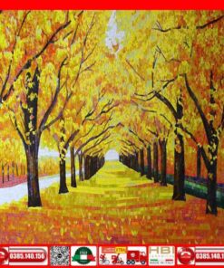 Tranh Mosaic Gốm mùa thu lá vàng VINT04