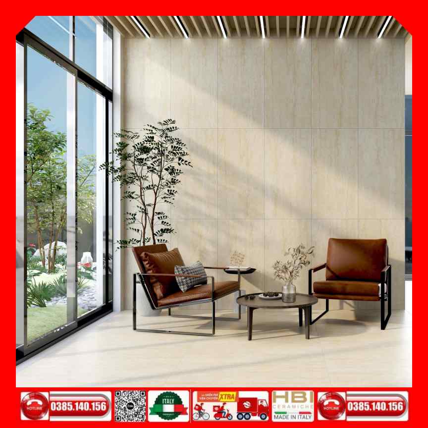 Gach 45x90 Prime 26008 vân Travertino vàng be