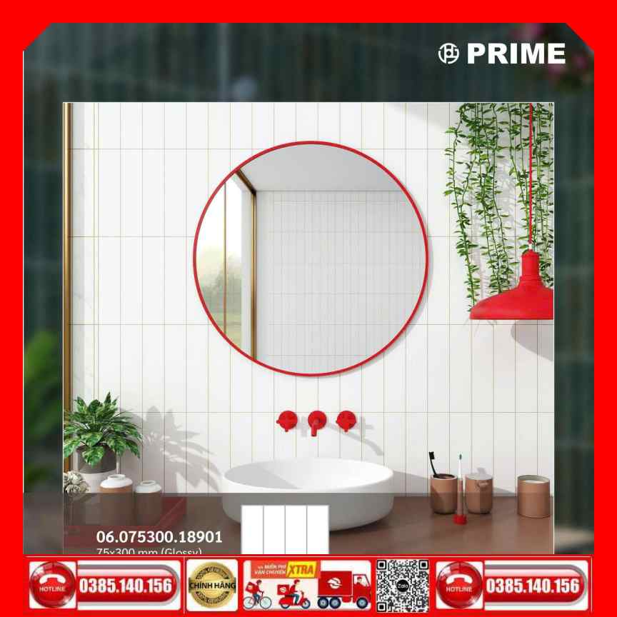 Gạch Mosacic 75x300 Prime 18901 trắng bóng
