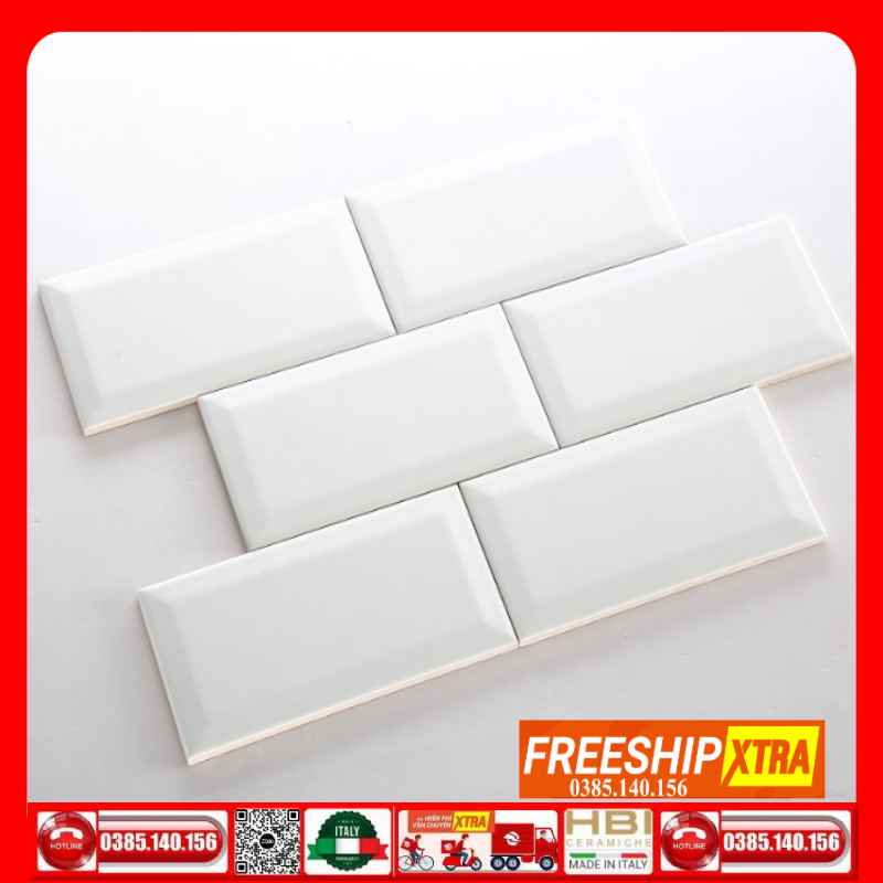 Gạch 10x20 Mosaic trắng bóng