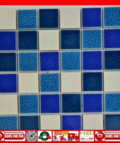 Gạch Mosaic gốm men rạn xanh biển-trắng VINGM48083